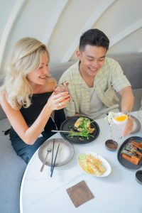 Couple enjoy with the Asian Food